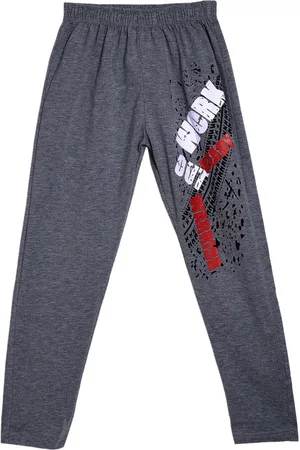 Sweet Angel Girls Charcoal Grey Graphic Printed Pure Cotton Track Pants
