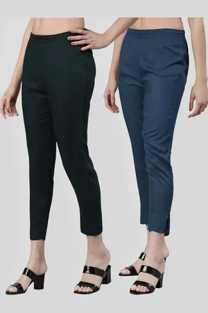 Kryptic Women Pack Of 2 Mid-Rise Smart Slim Fit Cigarette Trousers