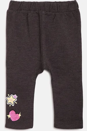 chicco Girls Grey Solid Ankle-Length Leggings
