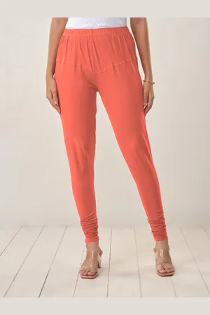 Lyra Women Fuchsia-Pink Solid Churidar Length Leggings
