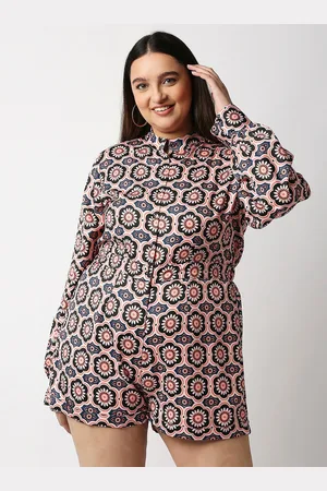 20Dresses Plus Size Black & Blue Printed Playsuit