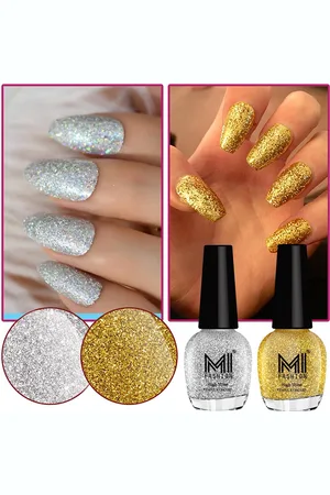 MI FASHION Set Of 2 Ultra Glass High Shine Glitter Long Stay Nail Polish - 15ml Each