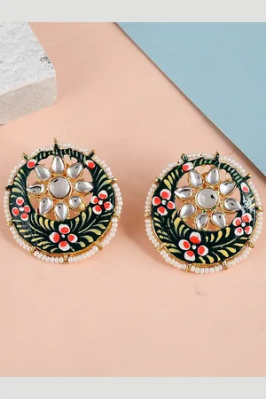 Dastoor Brass-Plated Contemporary Studs Earrings