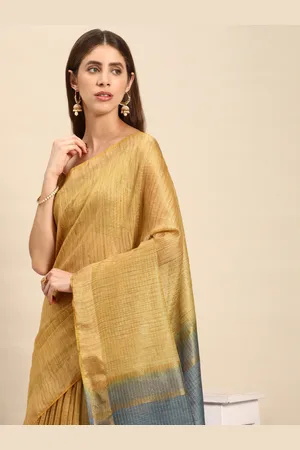 swatika Checked Zari Silk Blend Bhagalpuri Saree