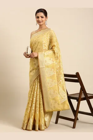swatika Woven Design Zari Silk Blend Banarasi Saree