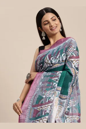 swatika Kalamkari Print Bhagalpuri Saree