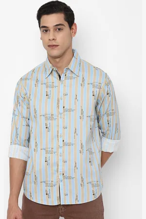 Forever 21 Men Blue Printed Cotton Regular Fit Casual Shirt