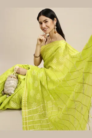 swatika Green Woven Design Bhagalpuri Saree with Unstitched Blouse Piece