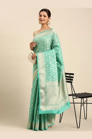 swatika Woven Design Zari Silk Blend Banarasi Saree