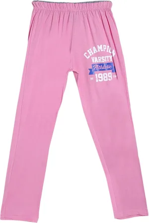Sweet Angel Girls Pink & White Typography Straight-Fit Pure Cotton Track Pants