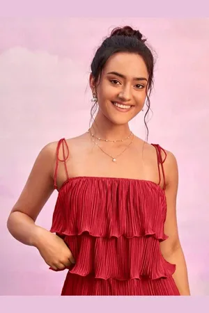 ATRAENTA Layered Shoulder Straps Satin Top