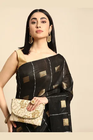swatika Zari Silk Blend Muga Saree