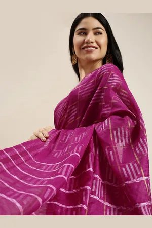 swatika Purple Woven Design Bhagalpuri Saree with Unstitched Blouse Piece