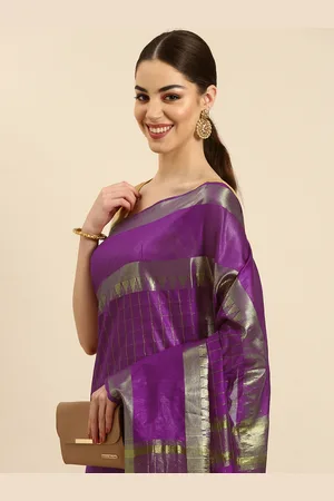 swatika Woven Design Zari Silk Blend Muga Saree