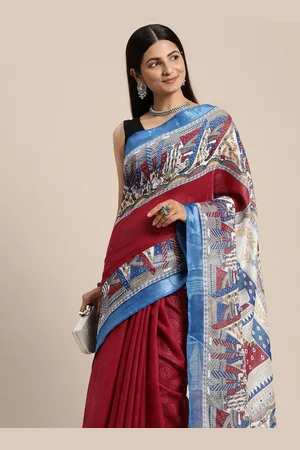 swatika Kalamkari Print Bhagalpuri Saree