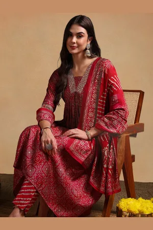 Ahika Ethnic Motifs Printed Empire Anarkali Kurta with Trousers & Dupatta
