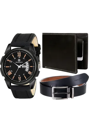 MARKQUES Men Black Leather Accessory Gift Set