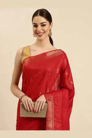 swatika Woven Design Zari Silk Blend Muga Saree