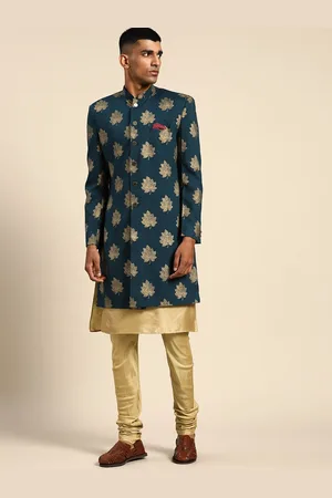 KISAH Men Self-Design Cotton Indowestern Sherwani Set