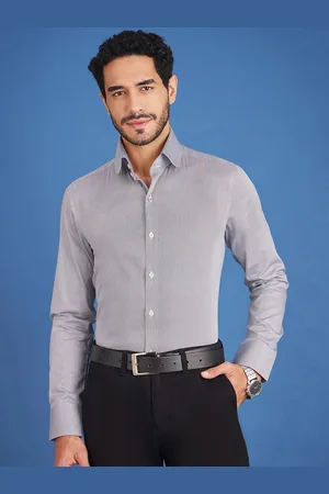 LOUIS STITCH Comfort Fit Geometric Printed Club Collar Pure Cotton Formal Shirt