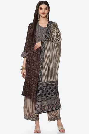 Biba Women Black Ethnic Motifs Printed Kurta with Palazzos & With Dupatta