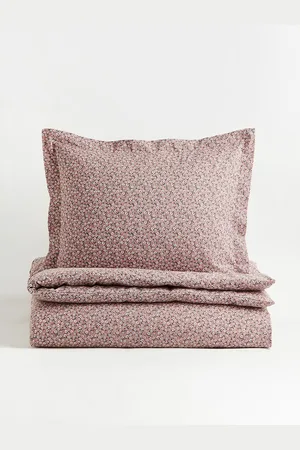 H&M Girls Pink Patterned Single Duvet Cover Set
