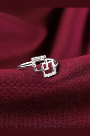 GIVA 925 Rhodium-Plated CZ Studded Finger Ring