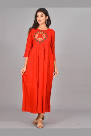 Kalini Floral Embroidered A-Line Ethnic Dress