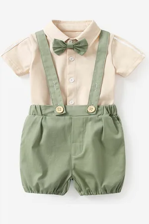 Stylecast Girls Green Shirt Collar Pure Cotton Dungaree With Shirt