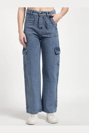Roadster The Lifestyle Co Women Pure Cotton High-Rise Cargo Jeans