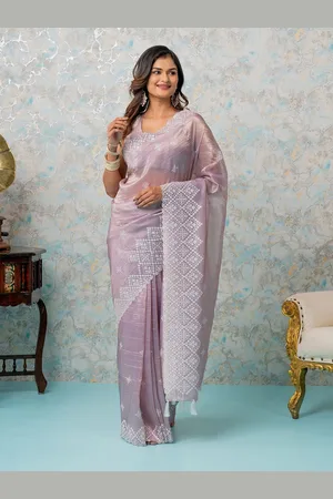 Mimosa Floral Embroidered Silk Blend Banarasi Saree