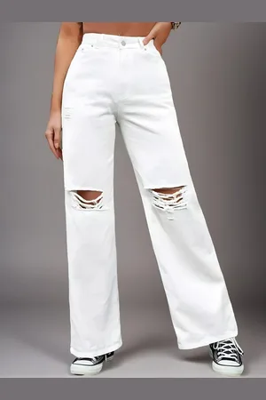 Moda Rapido Women Comfort Boyfriend Fit High-Rise Slash Knee Jeans