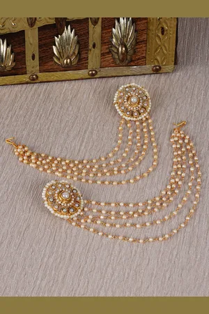Shining Diva Women Gold-Plated Circular Studs With Extended Chain