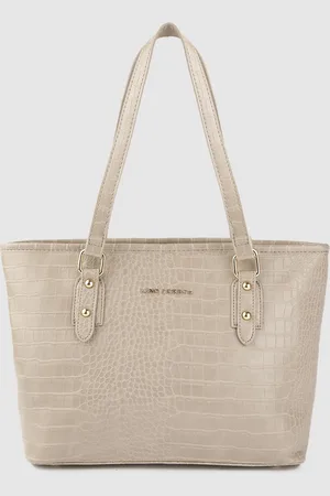 Lino Perros Beige Croc-Textured Shoulder Bag
