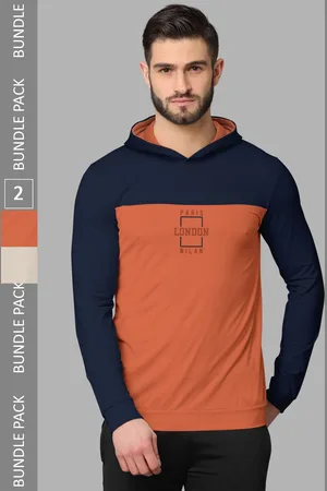 bullmer Pack Of 2 Typography Printed Long Sleeves Round Neck T-shirt