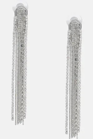Kazo Silver-Plated Classic Rhinestone Studded Hoop Earrings