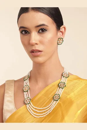 Anouk Gold Plated Layered Beads & Kundan Studded Necklace & Earring Set