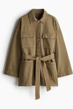 H&M Tie-Belt Cotton Denim Jacket