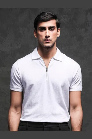 RARE RABBIT Men Cabe Polo Collar Slim Fit Cotton T-Shirt