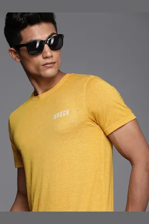 WROGN Men Yellow Printed Detail Slim Fit T-shirt