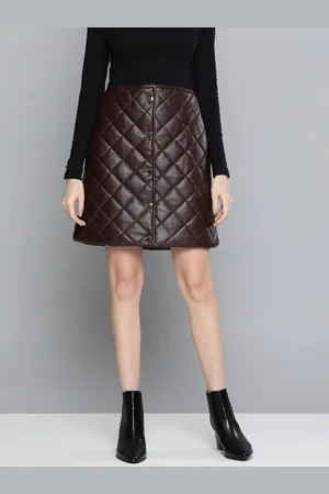 Chemistry Women Brown Quilted Straight Skirt