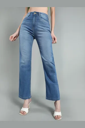 Mast & Harbour Women Straight Fit High-Rise Light Fade Stretchable Jeans