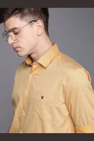 Louis Philippe Men Yellow Floral Printed Pure Cotton Slim Fit Casual Shirt