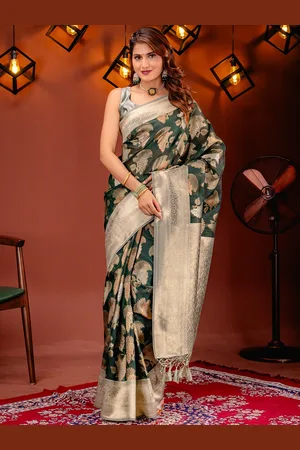 Mimosa Floral Woven Design Zari Kanjeevaram Saree
