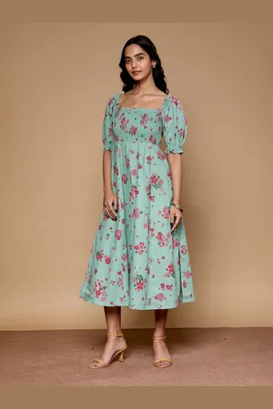 Saaki Floral Print A-Line Midi Dress