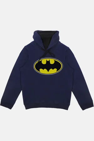 Batman Boys Blue Printed Hooded Sweatshirt With Attached Face Covering