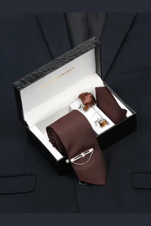 MUTAQINOTI Men Silk Necktie Accessory Gift Set