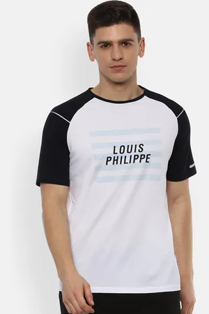 Louis Philippe Men White & Black Typography Printed Slim Fit Pure Cotton T-shirt