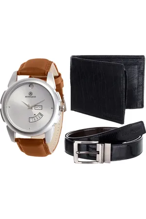 MARKQUES Men Brown & Black Leather Accessory Gift Set STV-770904-BON-4401-OT-01-Multi