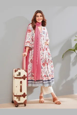 Biba Women Floral Printed Empire Kurta with Palazzos & With Dupatta